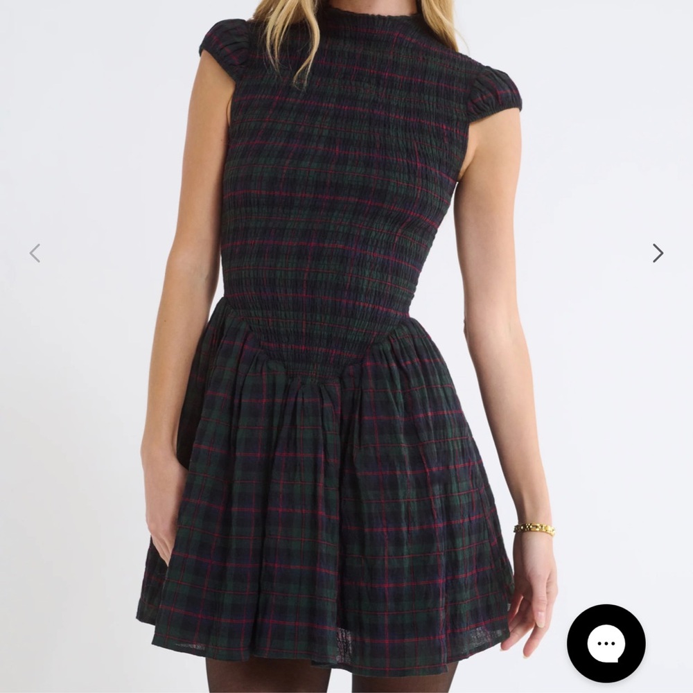 Rumored Plaid Mini Dress in Black and Pink